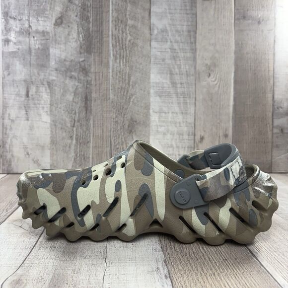 Crocs Echo Camo Redux Big Kids Boys Size 5 Clog Slip-On Shoes Sandal Shoes Green - Picture 8 of 11